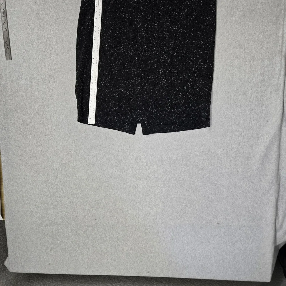 J. Jill Women Skirt 2X Black Nylon Polyester Space Dot Ponte Slit